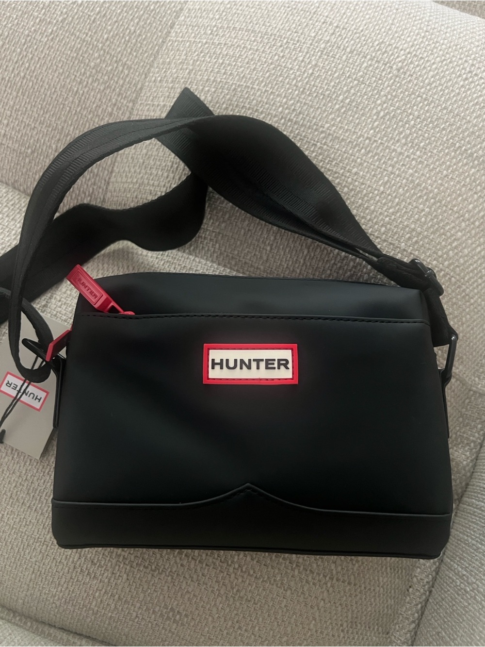 Hunter Black Crossbody with Red Trim